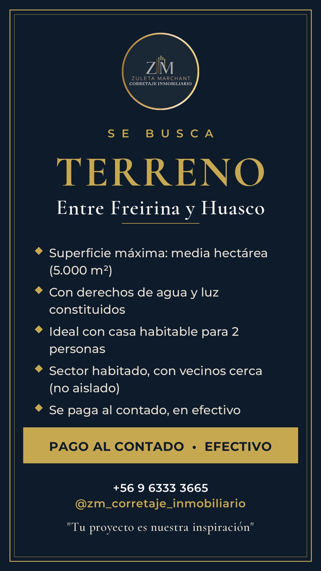 Cliente con pago en efectivo busca terreno en Vallenar — imagen 1